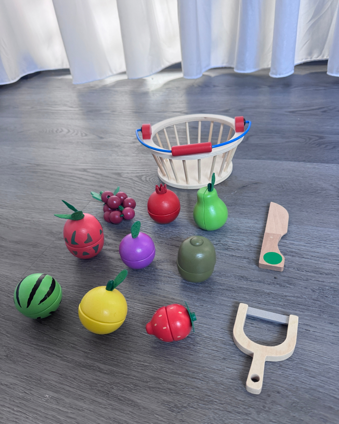 Grocery set with basket