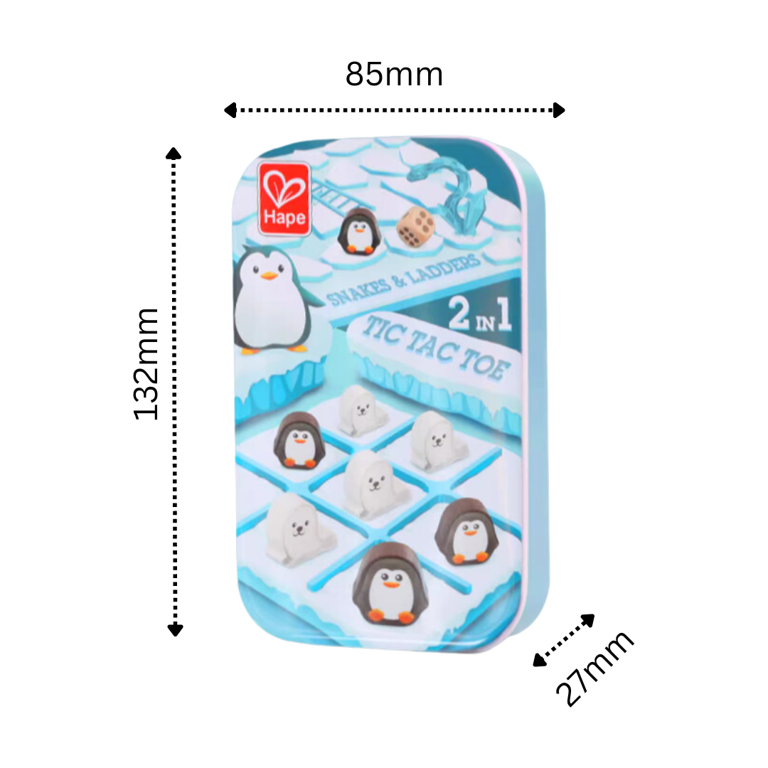 2-in-1 arctic themed snakes & ladders and tic tac toe