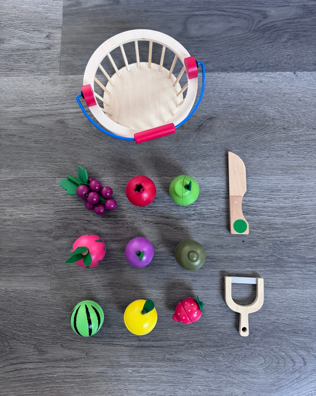 Grocery set with basket