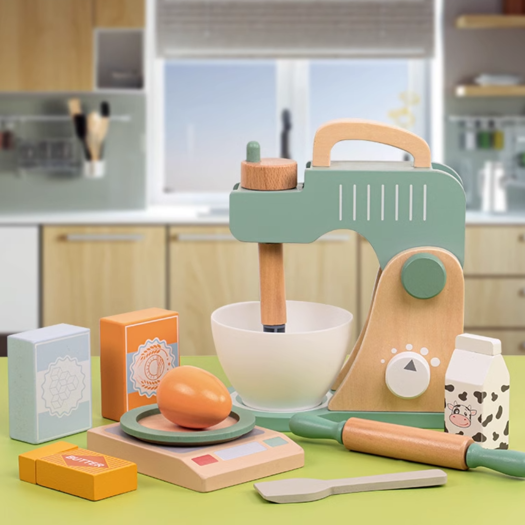 Baking set with mixer