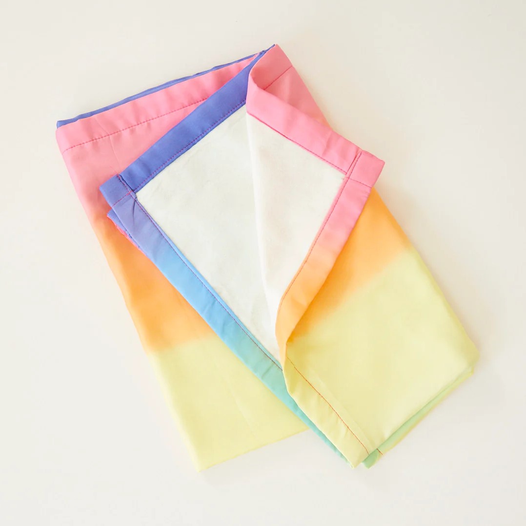 Rainbow silk baby blanket