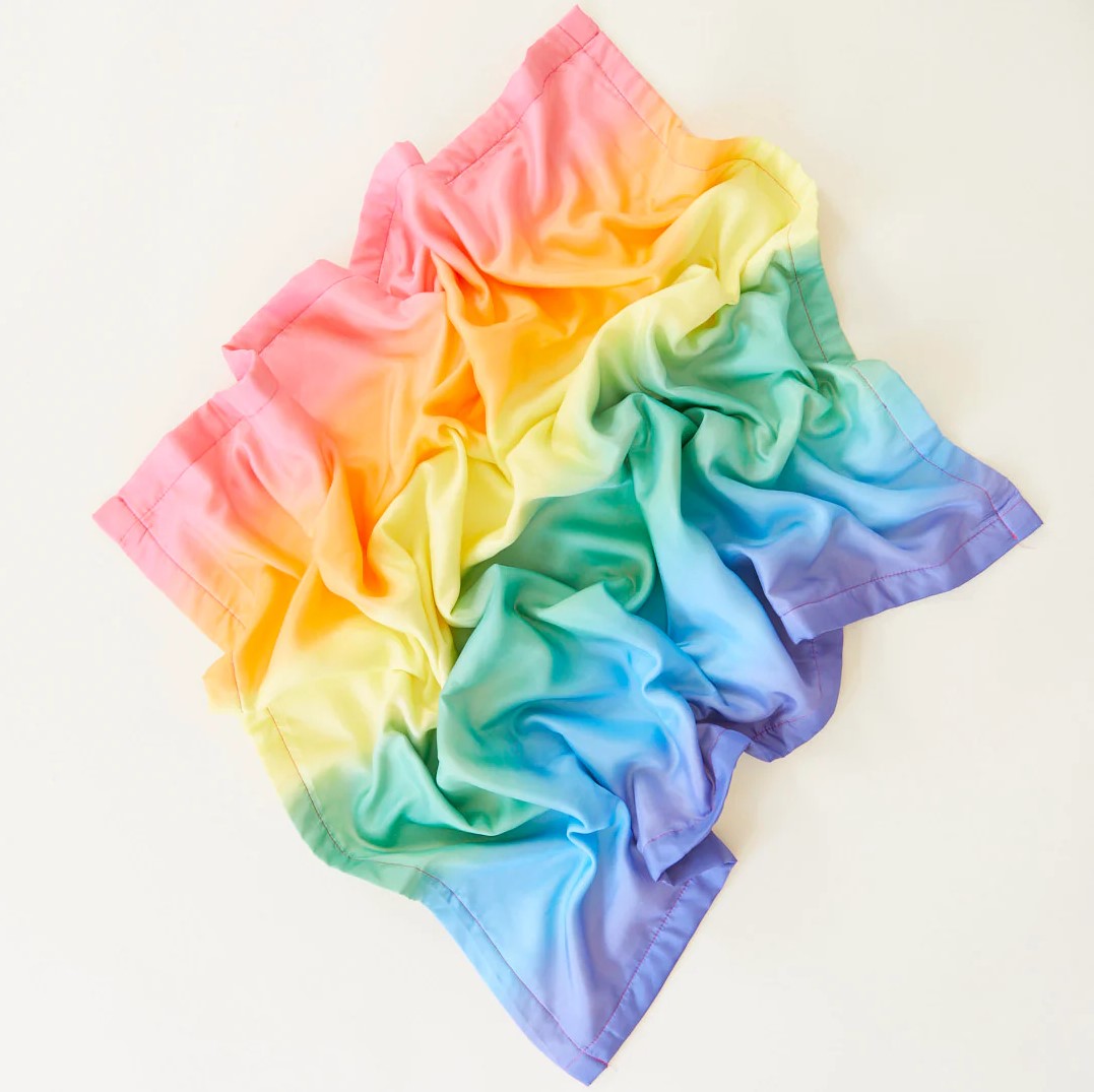 Rainbow silk baby blanket