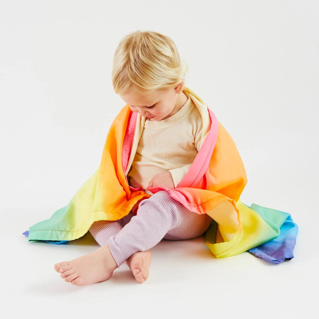 Rainbow silk baby blanket